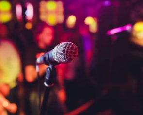 Microphone. Microphone close-up. A pub. Bar. A restaurant Classical music Music