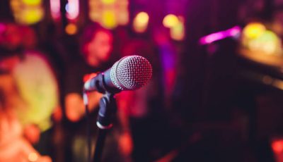 Microphone. Microphone close-up. A pub. Bar. A restaurant Classical music Music