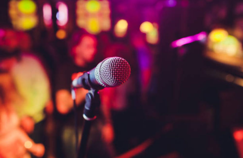 Microphone. Microphone close-up. A pub. Bar. A restaurant Classical music Music